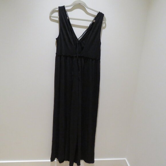 AMERICAN EAGLE Sunchaser Knit V-Neck Jumpsuit Black Wide Leg Lounge XS NWT - Picture 8 of 13